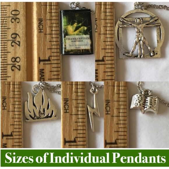 Frankenstein by Mary Shelley Handmade Novel Literature Necklace, Book Cover Fire - Picture 14 of 16